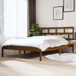 vidaXL Cadre de lit Marron miel Bois massif 135x190 cm Double