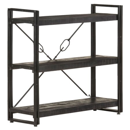 vidaXL Bibliothèque à 3 niveaux Noir 90x30x80 cm Bois de manguier