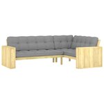 vidaXL Banc d'angle de jardin et coussins 239 cm Bois de pin imprégné