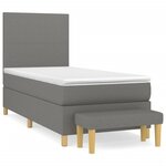 vidaXL Lit à sommier tapissier et matelas Gris foncé 90x190 cm Tissu