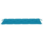 vidaXL Banc de jardin avec coussin bleu clair 150 cm Teck massif