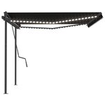 vidaXL Auvent manuel rétractable avec LED 4 5x3 5 m Anthracite