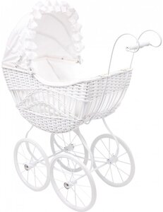 Landau de poupée rétro en rotin  63 x 28 x 72 cm