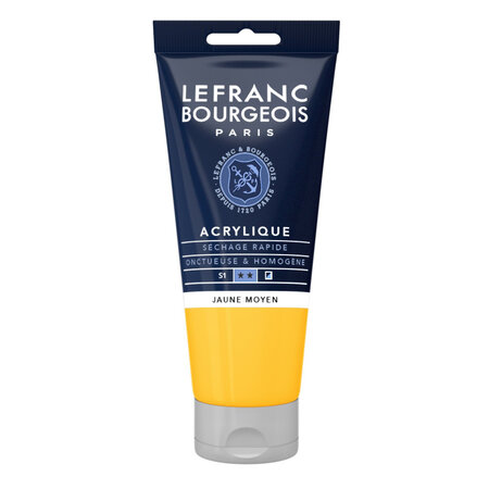 Peinture acrylique en tube jaune moyen 80ml lefranc & bourgeois