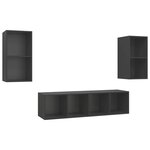 vidaXL Meubles TV muraux 4 Pièces Gris Aggloméré