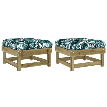 vidaXL Repose-pieds de jardin avec coussins 2 Pièces bois de pin imprégné