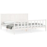 vidaXL Cadre de lit avec tête de lit blanc 200x200 cm bois massif
