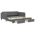 vidaXL Lit de jour avec gigogne et tiroirs gris foncé 90x190 cm tissu