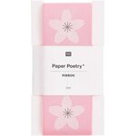 Ruban de taffetas rose - motif Sakura