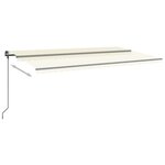 vidaXL Auvent automatique capteur de vent/LED 6x3 m Crème