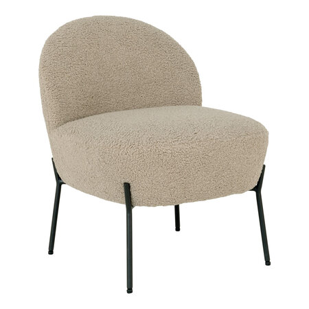 Chaise de salon en peau d'agneau artificielle gris-brun avec pieds noirs
