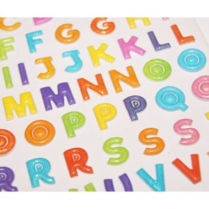 95 Autocollants réutilisables - Relief 3D - Alphabet et chiffres - Paillettes multicolores