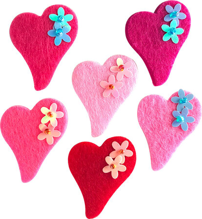 Motif adhésif feutrine Coeur 6 pièces