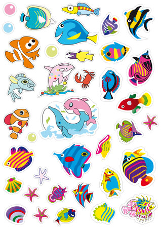 Gommettes poissons de 1 5 à 4 5 cm 74 pièces
