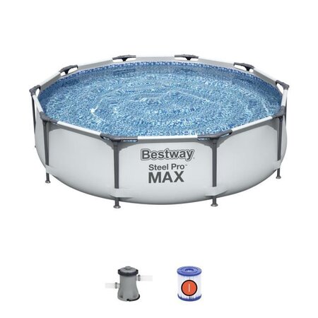 Piscine Hors-sol Tubulaire Bestway Steel Pro Max 305x76 cm Épurateur a Cartouche de 1 249 L/H