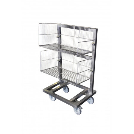 Chariot inox support 2 paniers à barquettes - l2g -  - inox650 300x600mm