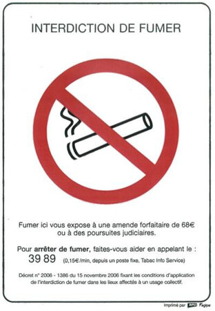Pochettes 1 Étiquettes A4 Interdiction Fumer