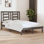 vidaXL Cadre de lit Gris Bois de pin massif 120x200 cm