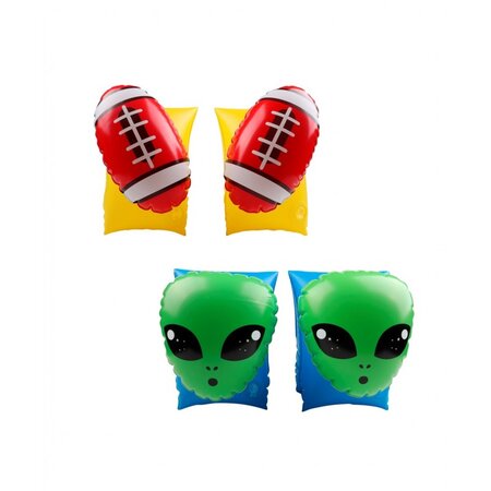Brassards gonflables de natation x2 pour enfants 3-6 ans  flotteurs piscine & plage - pack duo rugby alien