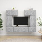 vidaXL Ensemble de meuble TV 6 Pièces Gris béton Aggloméré