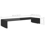 vidaXL Meuble TV/ Support pour moniteur 80 x 30 x 13 cm Verre Noir
