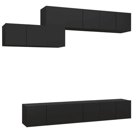 vidaXL Ensemble de meuble TV 7 Pièces Noir Aggloméré