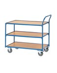 (CHARIOT PLATEAUX BOIS) Chariot en bois 300 KG 2 plateaux poignée verticale 850 x 500 x 820mm