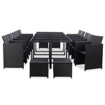 vidaXL Salon de jardin 15 Pièces avec coussins Résine tressée Noir
