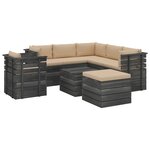 vidaXL Salon palette de jardin 8 Pièces avec coussins Bois de pin massif