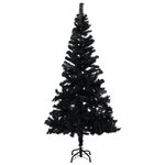 vidaXL Sapin de Noël artificiel avec support noir 150 cm PVC