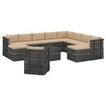 vidaXL Salon de jardin palette 12 Pièces avec coussins Bois de pin massif