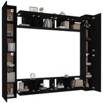 vidaXL Ensemble de meubles TV 8 Pièces Noir Bois d'ingénierie