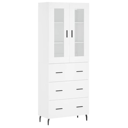 vidaXL Buffet haut Blanc 69 5x34x180 cm Bois d'ingénierie