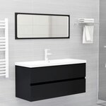 vidaXL Armoire d'évier avec lavabo intégré Noir Aggloméré