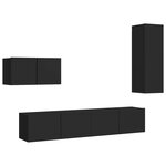 vidaXL Ensemble de meuble TV 4 Pièces Noir Aggloméré