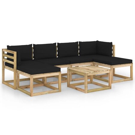 vidaXL Salon de jardin 7 Pièces avec coussins bois de pin imprégné
