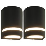 vidaXL Appliques murales d'extérieur 2 Pièces 35 W Noir Demi-rond