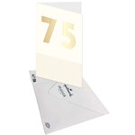 Carte D'anniversaire 75 Ans En Or - Blanc - A Message - Pour Homme Et Femme - 11 5 X 17 Cm - Draeger paris