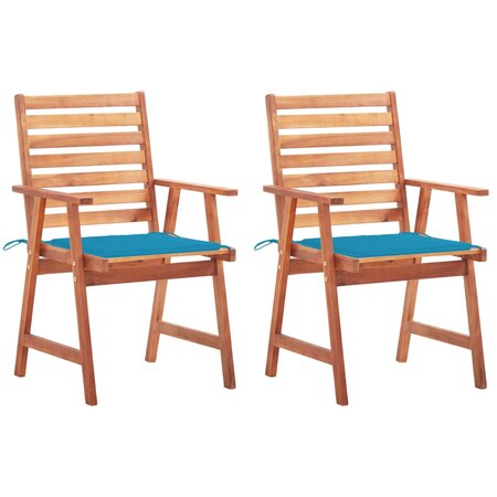vidaXL Chaises à dîner d'extérieur 2 Pièces avec coussins Acacia massif