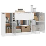 vidaXL Buffets 3 Pièces blanc brillant bois d'ingénierie