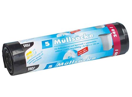 Sacs poubelle HDPE, 240 litres, noir PAPSTAR