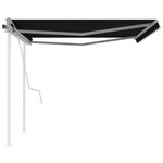vidaXL Auvent manuel rétractable avec poteaux 4x3 m Anthracite
