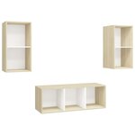 vidaXL Ensemble de meuble TV 3 Pièces Blanc et chêne sonoma Aggloméré