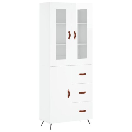 vidaXL Buffet haut Blanc brillant 69 5x34x180 cm Bois d'ingénierie
