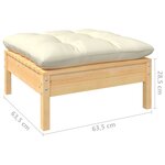 vidaXL Salon de jardin 9 Pièces avec coussins crème Bois de pin