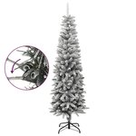 vidaXL Sapin de Noël artificiel mince avec neige floquée 180 cm PVC/PE