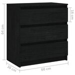 vidaXL Table de chevet Noir 60x36x64 cm Bois de pin massif