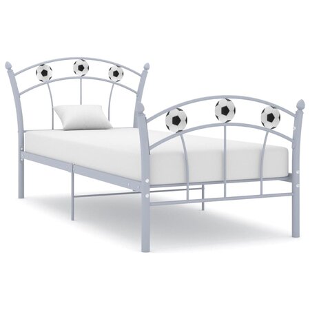 vidaXL Cadre de lit avec design de football Gris Métal 90x200 cm