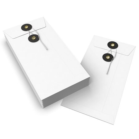 Lot de 20 enveloppes blanche + noir à rondelle et ficelle 220x110