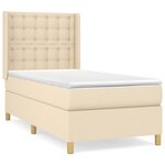 vidaXL Lit à sommier tapissier avec matelas Crème 90x200 cm Tissu